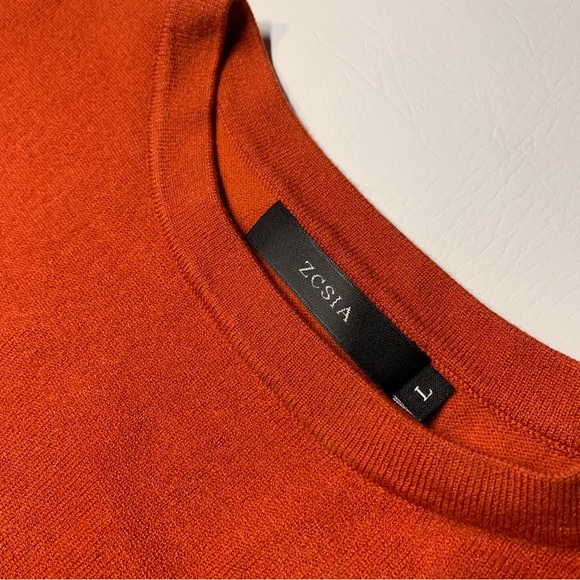 ZCSIA Women's Sweater Dress Long Sleeve Tie Back Large Burnt Orange - Picture 4 of 8